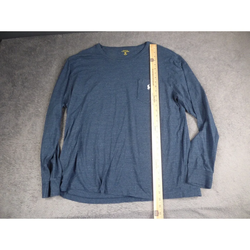 Polo Ralph Lauren Mens XL Blue Heathered Long Sleeve Pocket T-Shirt Pony Logo